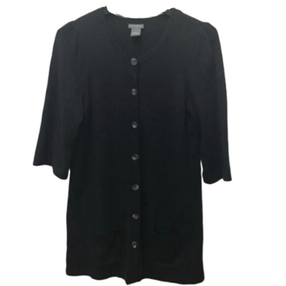 Ann Taylor Black Short Sleeve Cardigan Sweater, SP - Picture 1 of 6